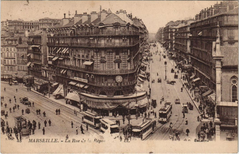Carte postale ancienne Marseille - Le Rue de la repun à Marseille