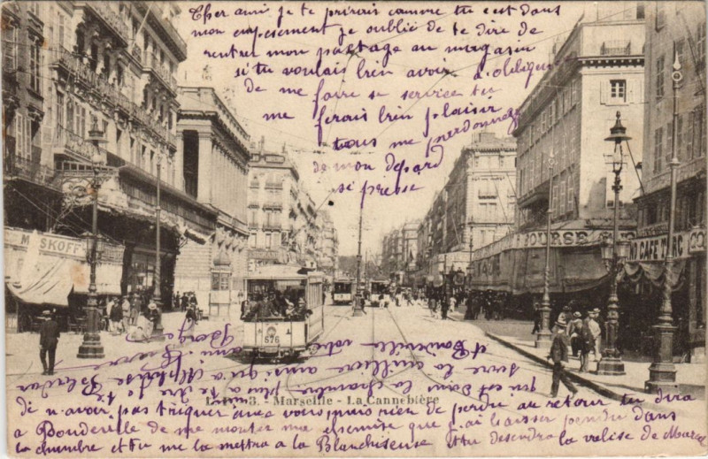 Carte postale ancienne Marseille - La Cannebiere à Marseille