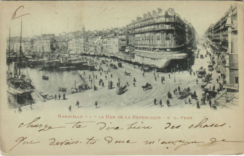Carte postale ancienne Marseille - La rue de la republique à Marseille