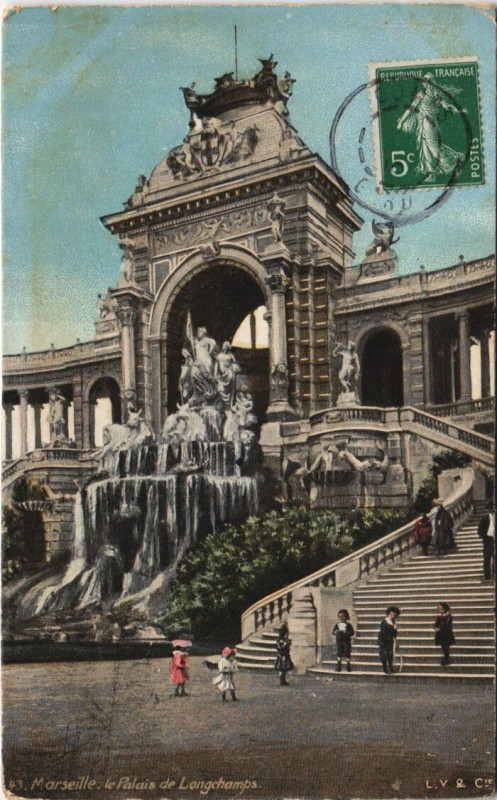 Carte postale ancienne Marseille - Le palais de longchamps à Marseille