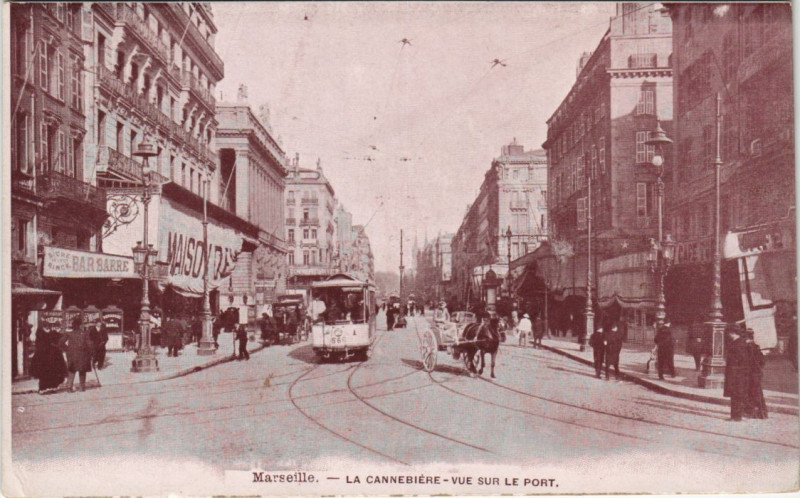 Carte postale ancienne Marseille - La cannebiere à Marseille