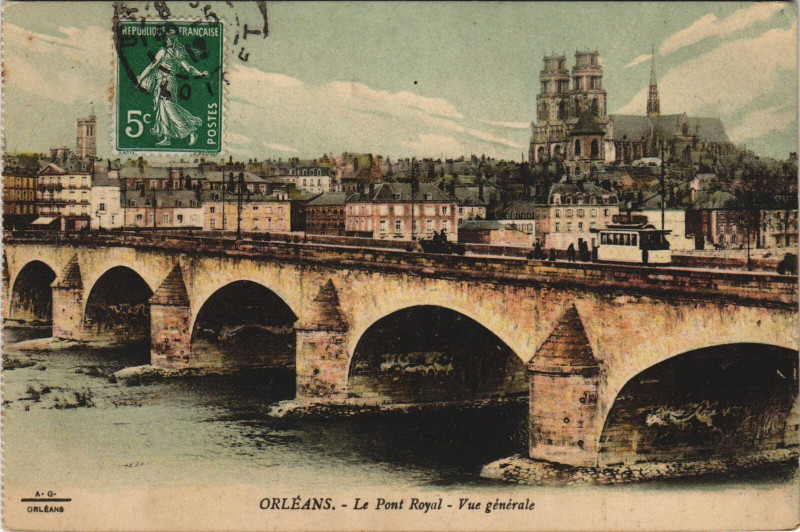Carte postale ancienne Orleans - Le pont royal à Orléans