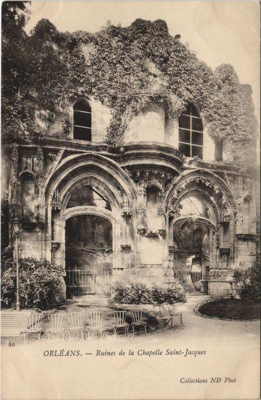 Carte postale ancienne Orleans - Ruines de la chapelle à Orléans