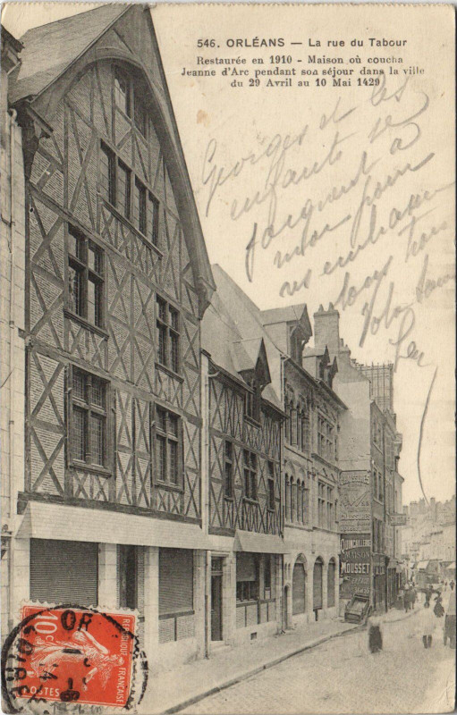 Carte postale ancienne Orleans - La rue du tabour à Orléans
