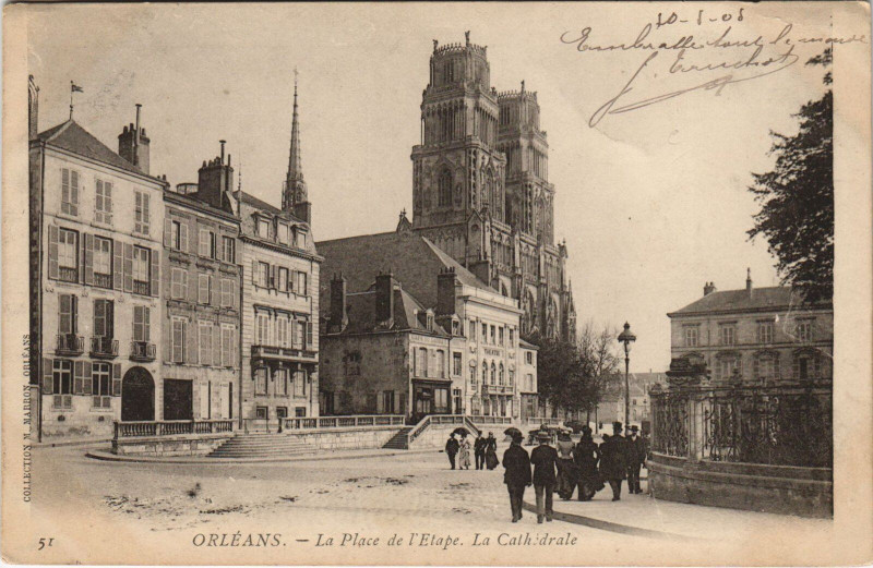 Carte postale ancienne Orleans - La Place de l'etape à Orléans