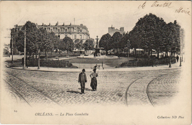Carte postale ancienne Orleans - La Place gambetta à Orléans