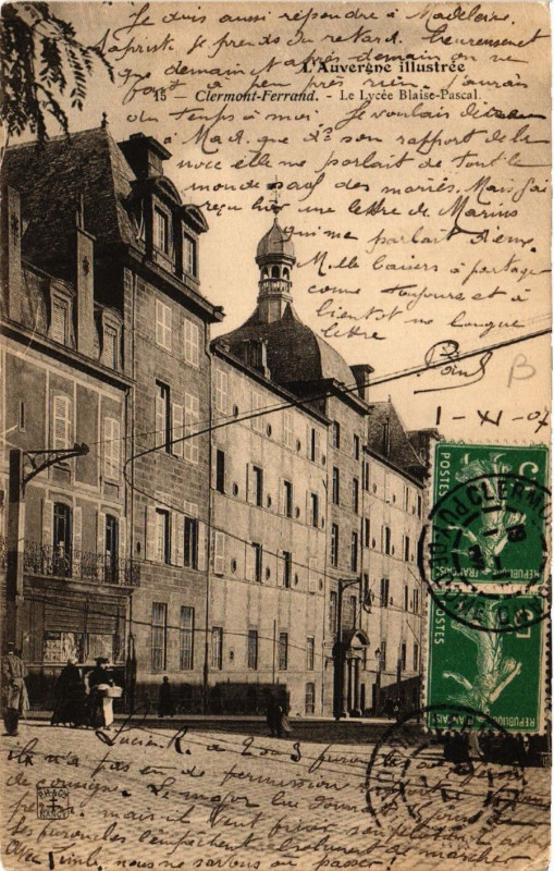 Carte postale ancienne Clermont-Ferrand Le Lycée Blaise-Pascal à Clermont-Ferrand