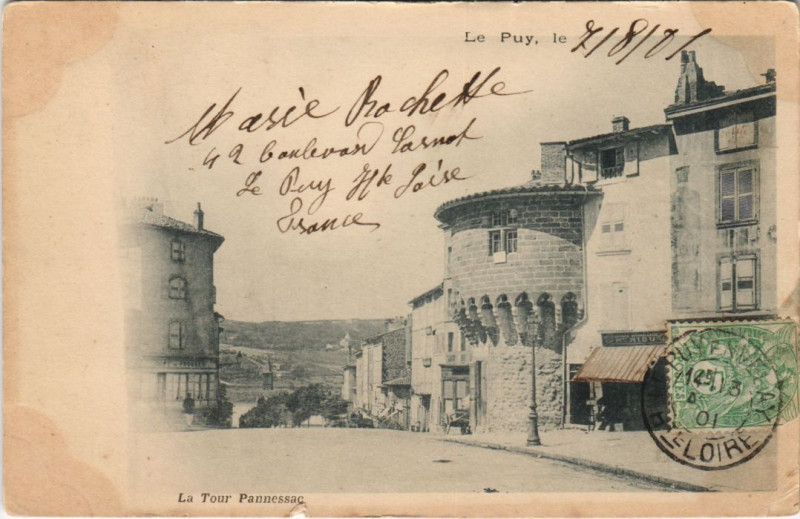 Carte postale ancienne Le Puy - La tour pannessac