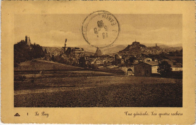 Carte postale ancienne Le Puy - Vue générale les quatre