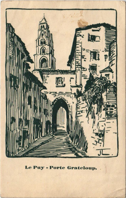 Carte postale ancienne Le Puy - Porte Grateloup