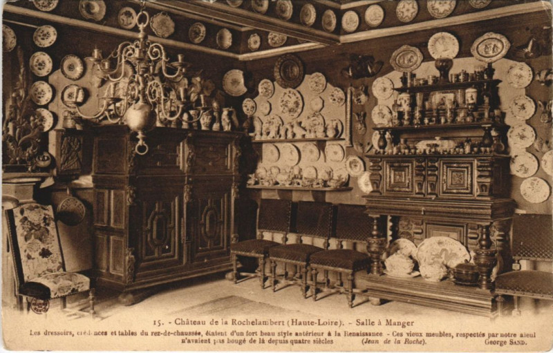Carte postale ancienne Chateau de la Rochelambert - salle a manger