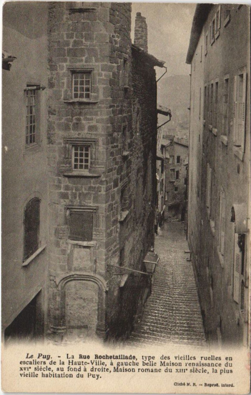 Carte postale ancienne Le Puy - La rue rocheraillade
