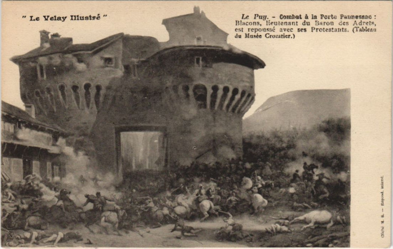 Carte postale ancienne Le Puy - Combat a la porte