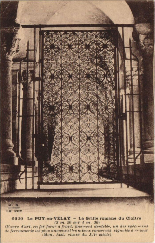 Carte postale ancienne Le Puy-en-Velay - La grille romane au Puy-en-Velay