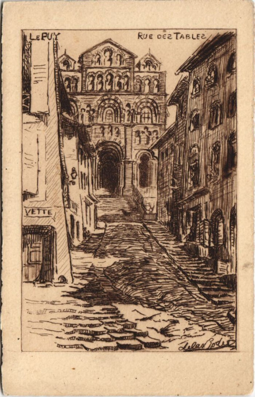 Carte postale ancienne Le Puy - Rue des tables