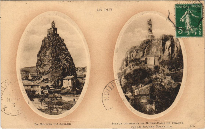 Carte postale ancienne Le Puy - Le rocher d'Aiguilhe à Aiguilhe