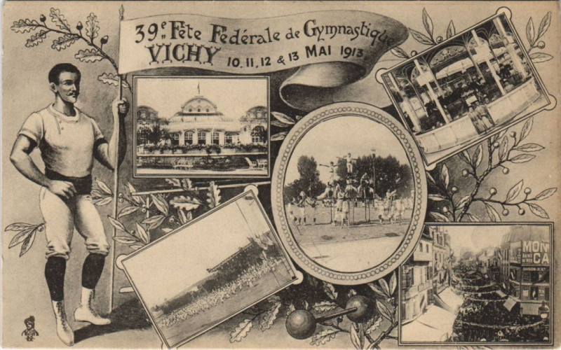 Carte postale ancienne Vichy Fete federale de Gymnastique 1913 France à Vichy