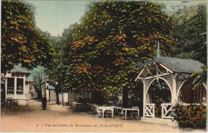 Carte postale ancienne Les Malavaux Restaurant vue interieure à Vaux