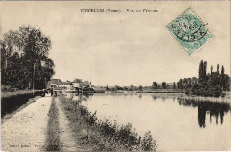 Carte postale ancienne Vincelles Vue sur l'Yonne à Vincelles