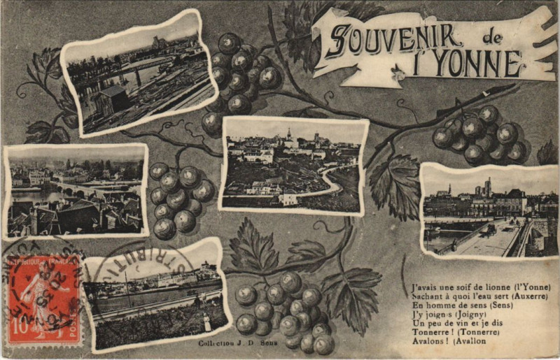 Carte postale ancienne Souvenir de l'Yonne
