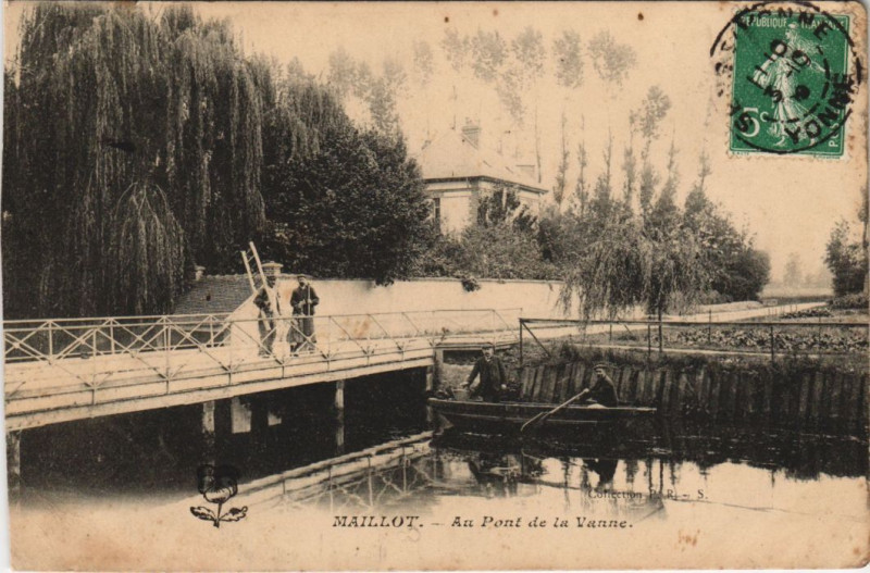 Carte postale ancienne Maillot Au pont de la Vanne à Maillot