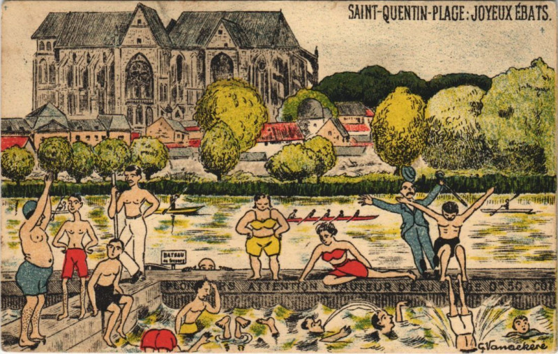 Carte postale ancienne Saint-Quentin Joyeux ebats à Saint-Quentin