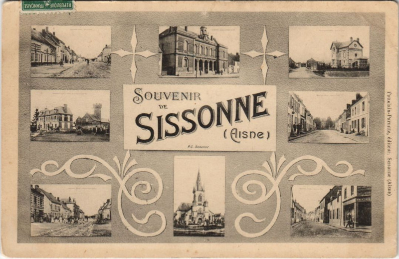 Carte postale ancienne Souvenir de Sissonne à Sissonne