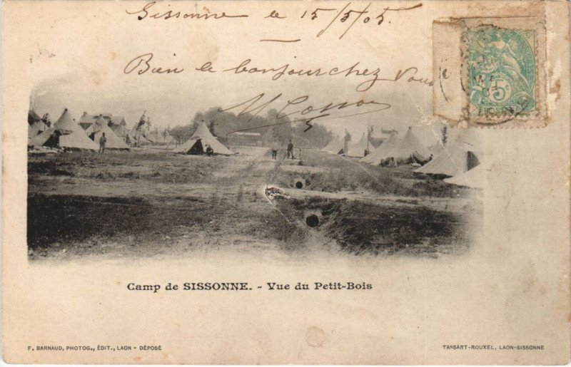 Carte postale ancienne Camp de Sissonne Vue du petti bois à Sissonne