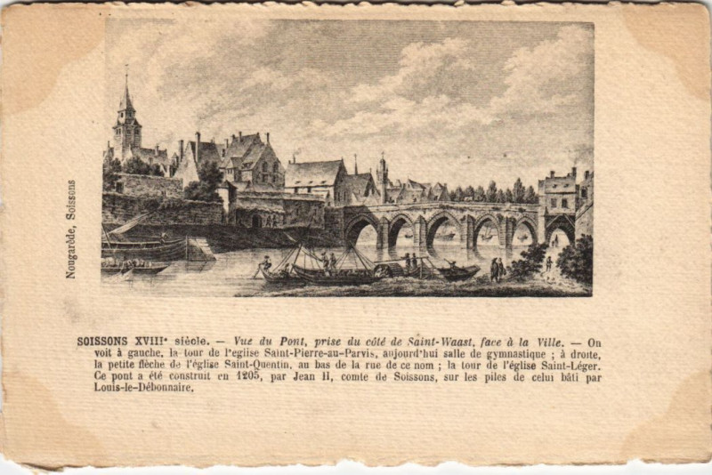 Carte postale ancienne Soissons Vue du pont à Soissons
