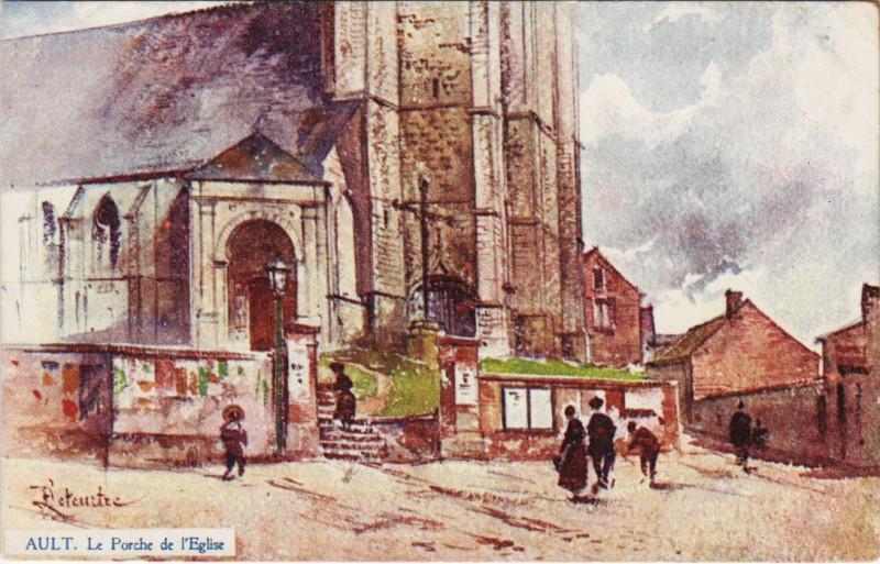Carte postale ancienne Ault Porche de l'Eglise à Ault
