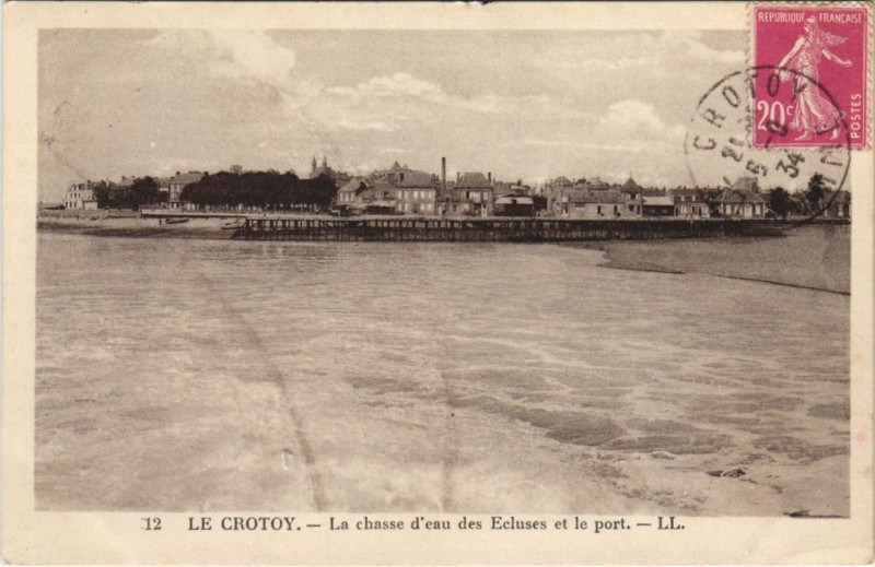 Carte postale ancienne Le Crotoy chasse d'eau des Ecluses au Crotoy