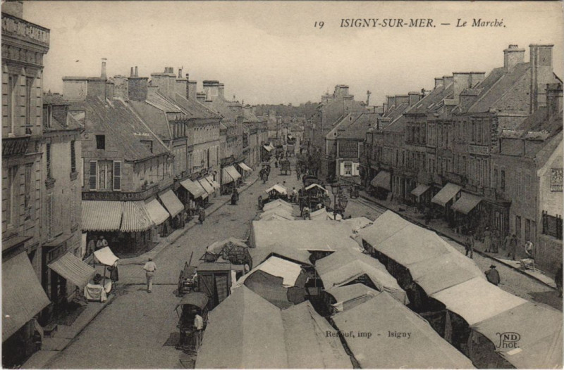 Carte postale ancienne Isigny-sur-Mer Le Marche à Isigny-sur-Mer