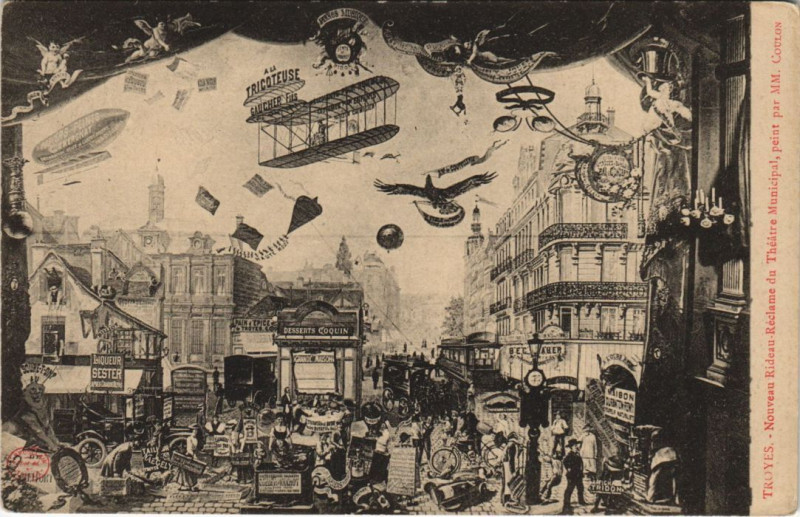 Carte postale ancienne Troyes Theatre Municipal nouveau rideau à Troyes