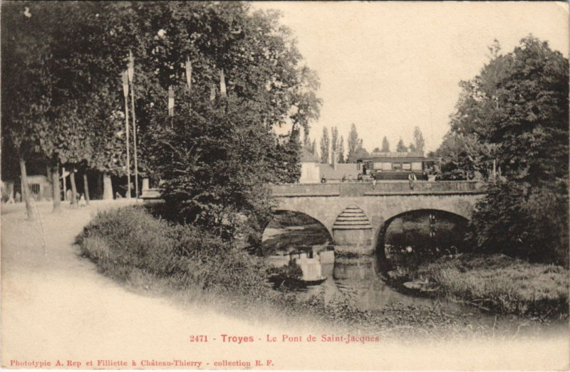 Carte postale ancienne Troyes Pont de Saint-jacques à Troyes