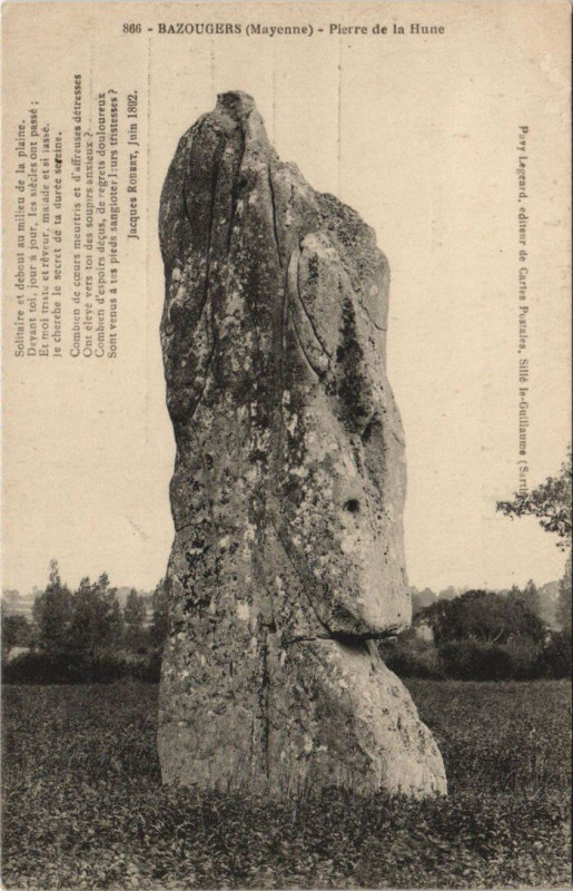 Carte postale ancienne Bazougers - Pierre de la hune à Bazougers