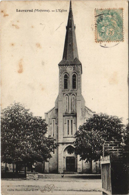 Carte postale ancienne Louverne - L'eglise à Louverné