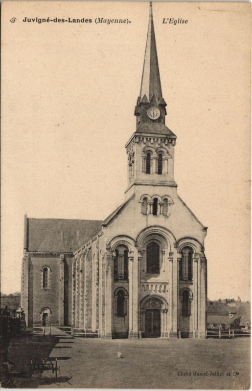 Carte postale ancienne Juvigne des landes - L'eglise