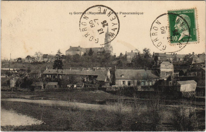 Carte postale ancienne Grez - en bouere - Vue panoramique