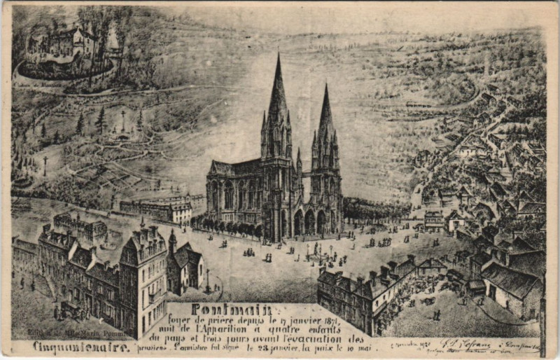 Carte postale ancienne Pontmain - Foner de priere à Pontmain