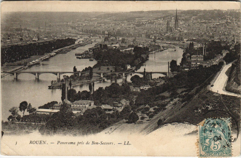 Carte postale ancienne Rouen - Panorama pris de bon à Rouen