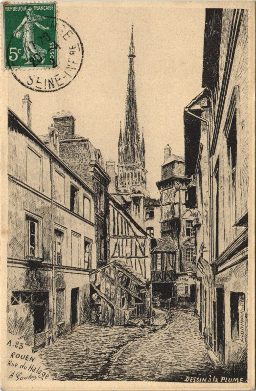 Carte postale ancienne Rouen - Rue du halage à Rouen