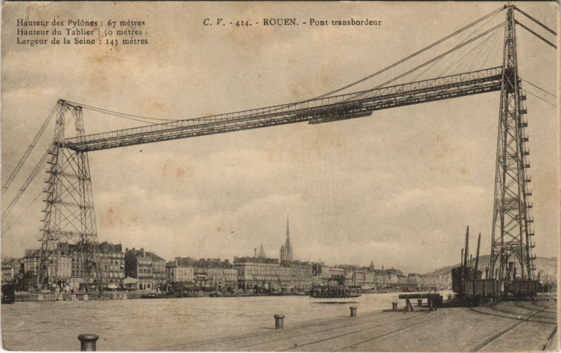 Carte postale ancienne Rouen - Pont transbordeur à Rouen