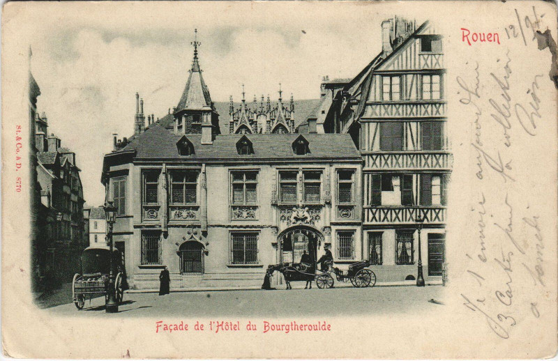 Carte postale ancienne Rouen - Facade de l'hotel à Rouen