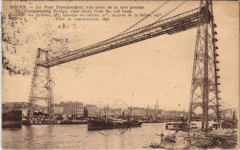 Carte postale ancienne Rouen - Le pont transbordeur à Rouen