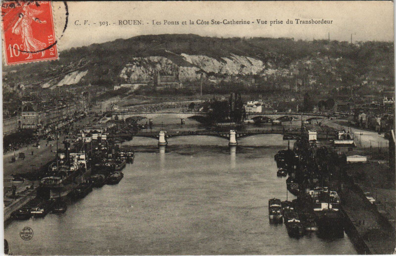 Carte postale ancienne Rouen - Les ponts et la à Rouen