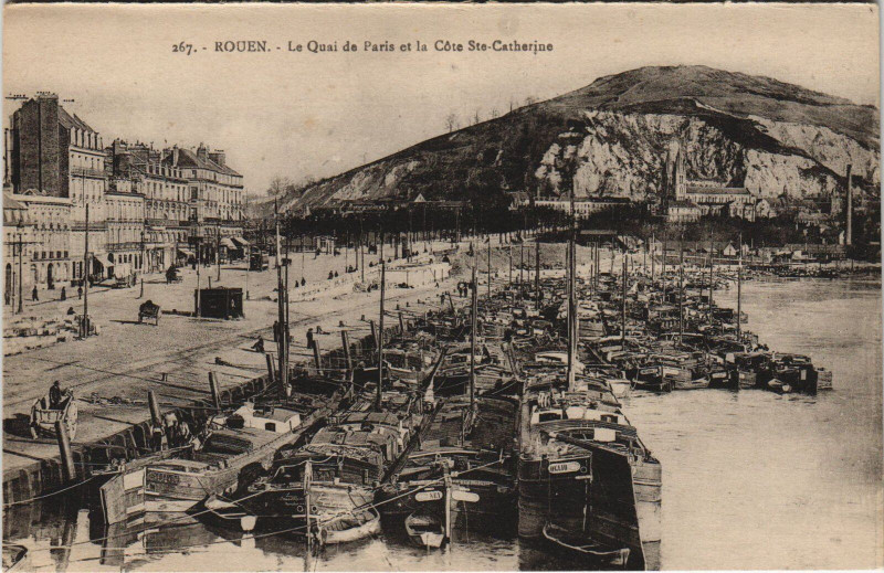 Carte postale ancienne Rouen - Le quai de Paris à Rouen