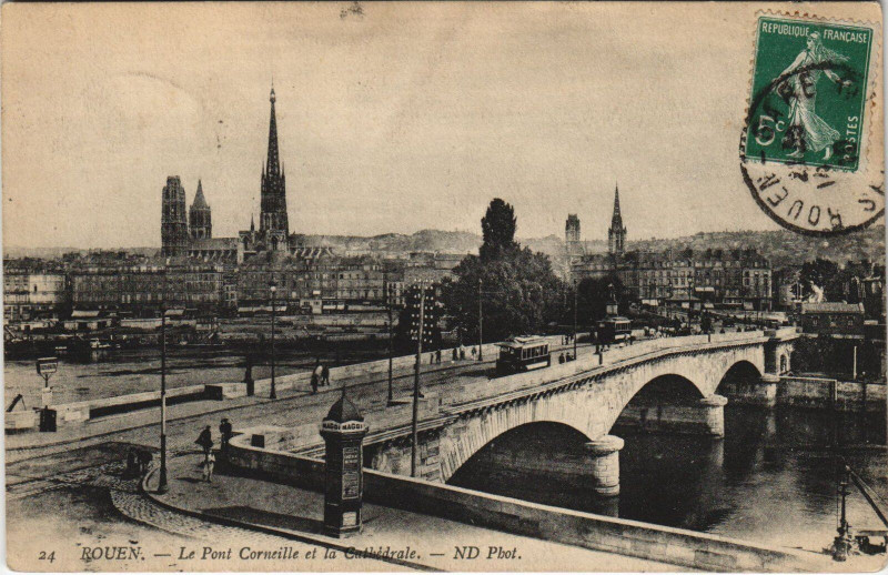 Carte postale ancienne Rouen - Le pont corneille à Rouen