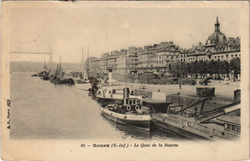 Carte postale ancienne Rouen - Le Quai de la bourse à Rouen