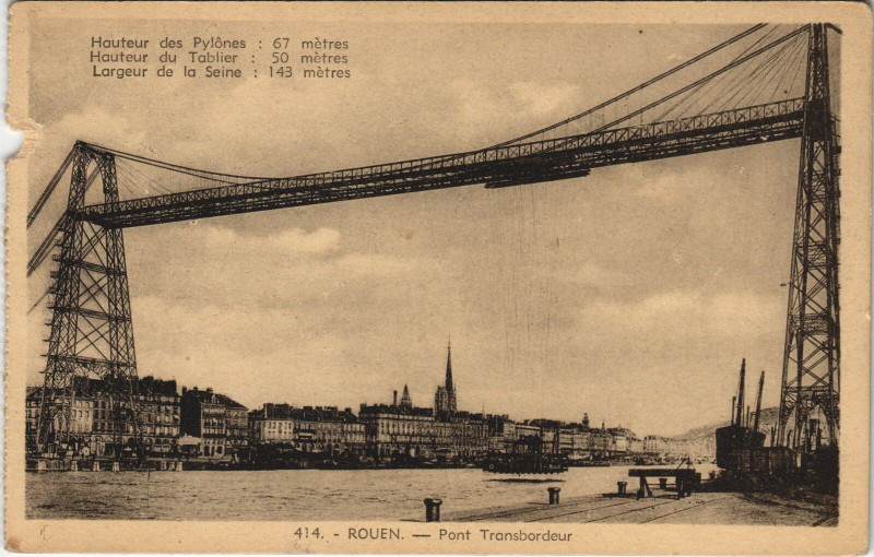 Carte postale ancienne Rouen - Pont transbordeur à Rouen
