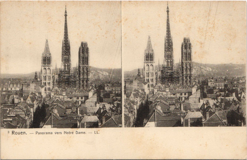 Carte postale ancienne Rouen - Panorama vers notre dame à Rouen